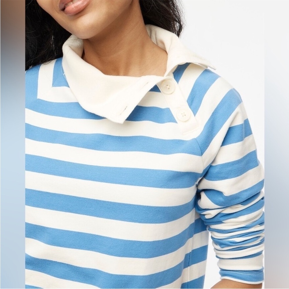 J Crew Striped Wide Button Collar Pullover